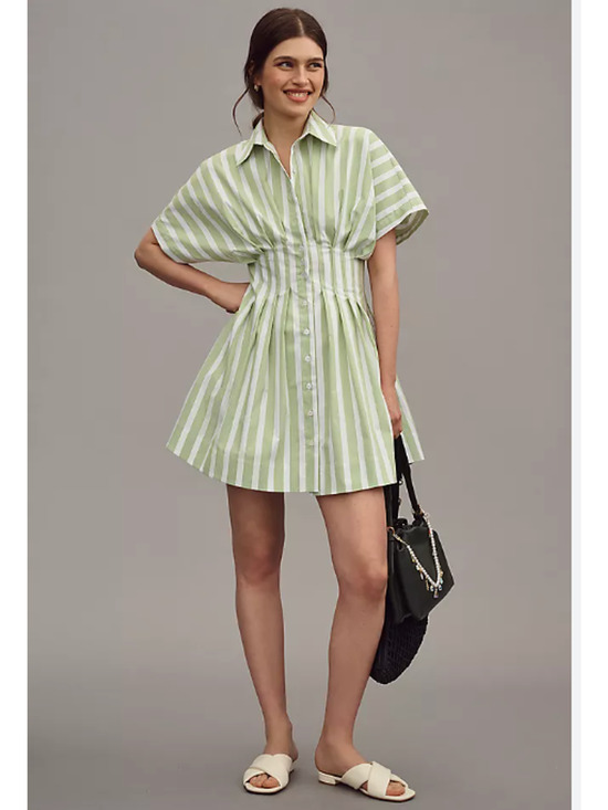 Anthropologie Dresses & Skirts - Anthropologie Tobie Button-Front Pleated Shirt Dress Mini Edition XS
